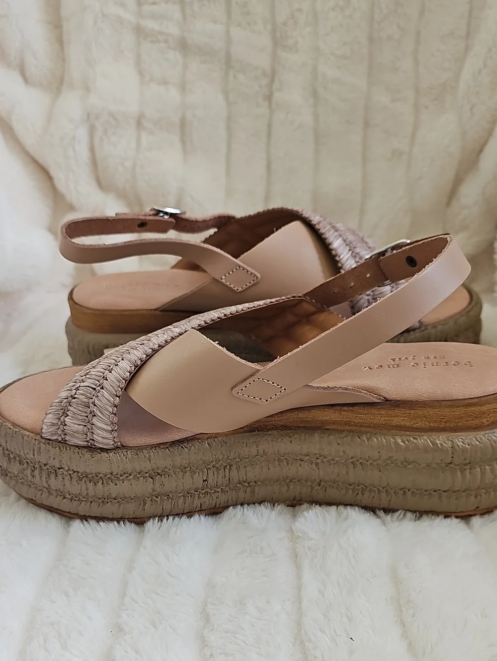 bernie mev PREMIUM Made In Italy Braided Slingback Platform Sandals in Tan